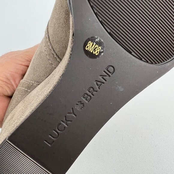 Lucky Brand Womens Seleste Suede Lace Up Wedge Bootie Taupe Beige size 8 - Picture 15 of 16